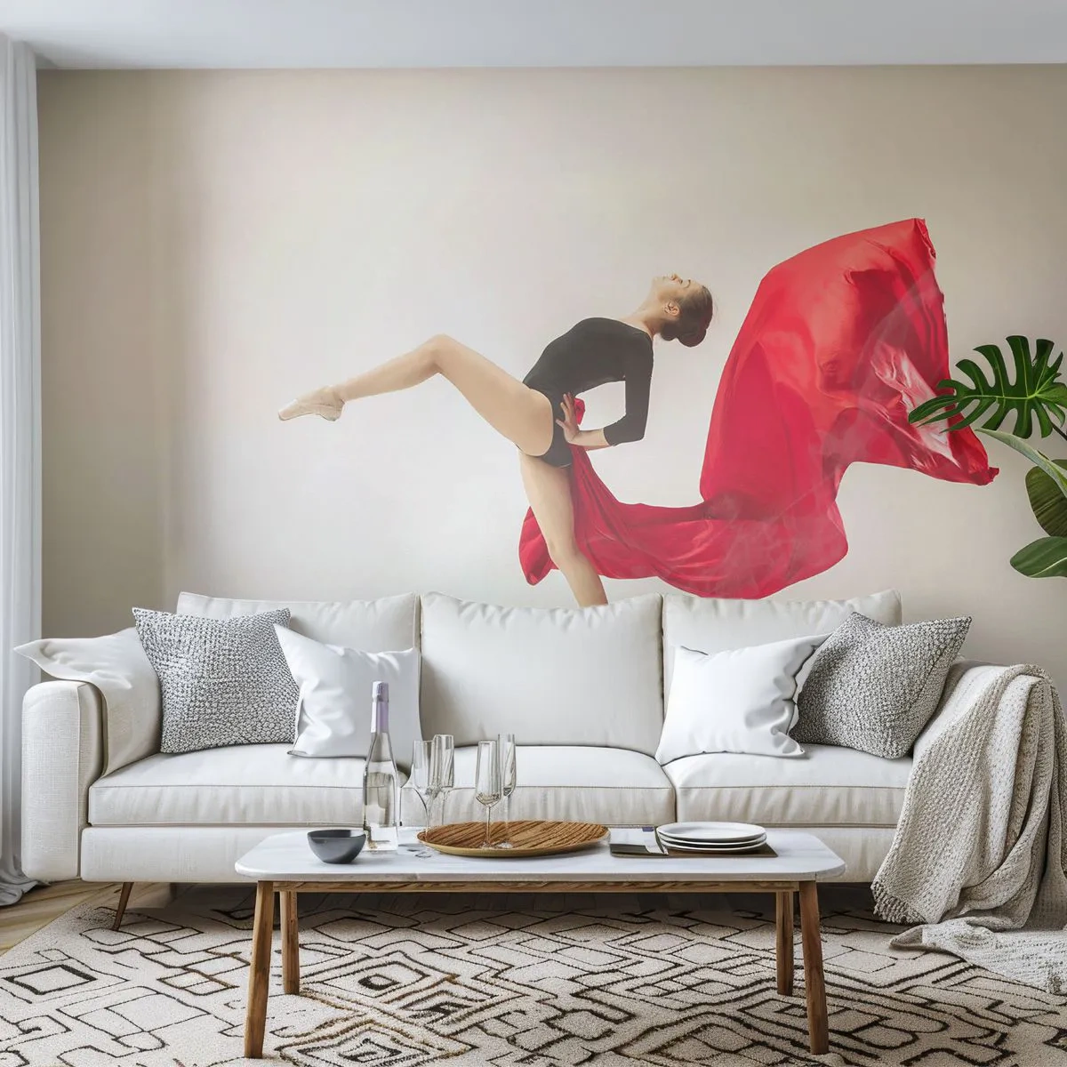 Fotomurali Autoadesivo Deluxe Sticker - Rosso e nero - Ballerina, Danza, Balletto - 350x256 cm