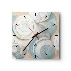 Orologio da parete - Orologio in Vetro - Conchiglie astratte in tonalità pastello - 30x30cm - Cosa nasconde la chiocciola? - Decorazione murale moderna per soggiorno e camera da letto ARTTOR
