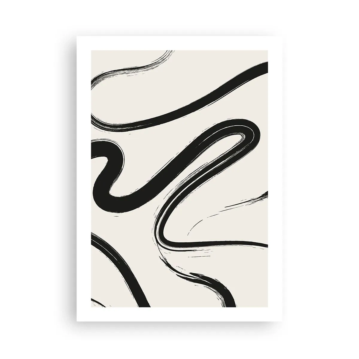 Poster - Linee nere astratte su uno sfondo chiaro - 50x70cm - Capriccio bianco e nero - Decorazione murale moderna per soggiorno e camera da letto ARTTOR