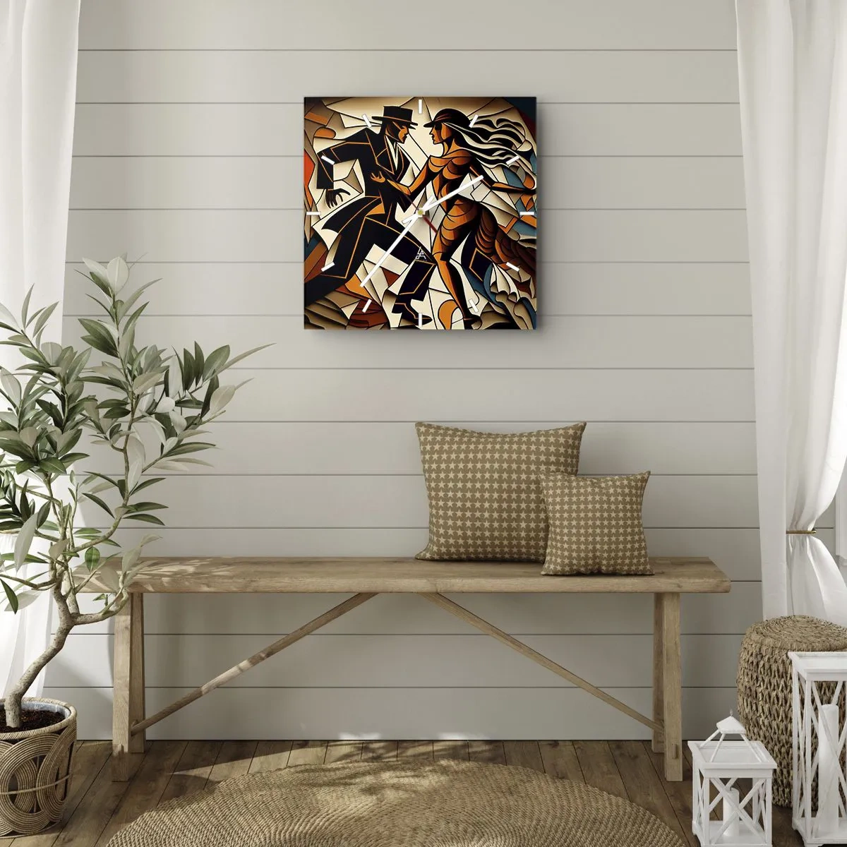 Orologio da parete - Orologio in Vetro - La danza della passione - 40x40 cm