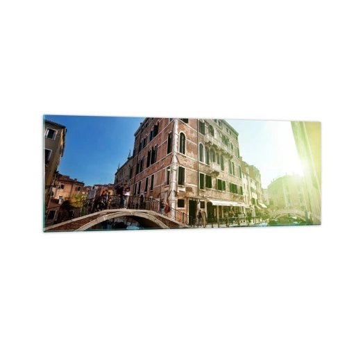 Quadro su vetro - Ponte e canale di Venezia con architettura storica - 140x50cm - Venezia, Amore Mio - Decorazione murale moderna per soggiorno e camera da letto ARTTOR