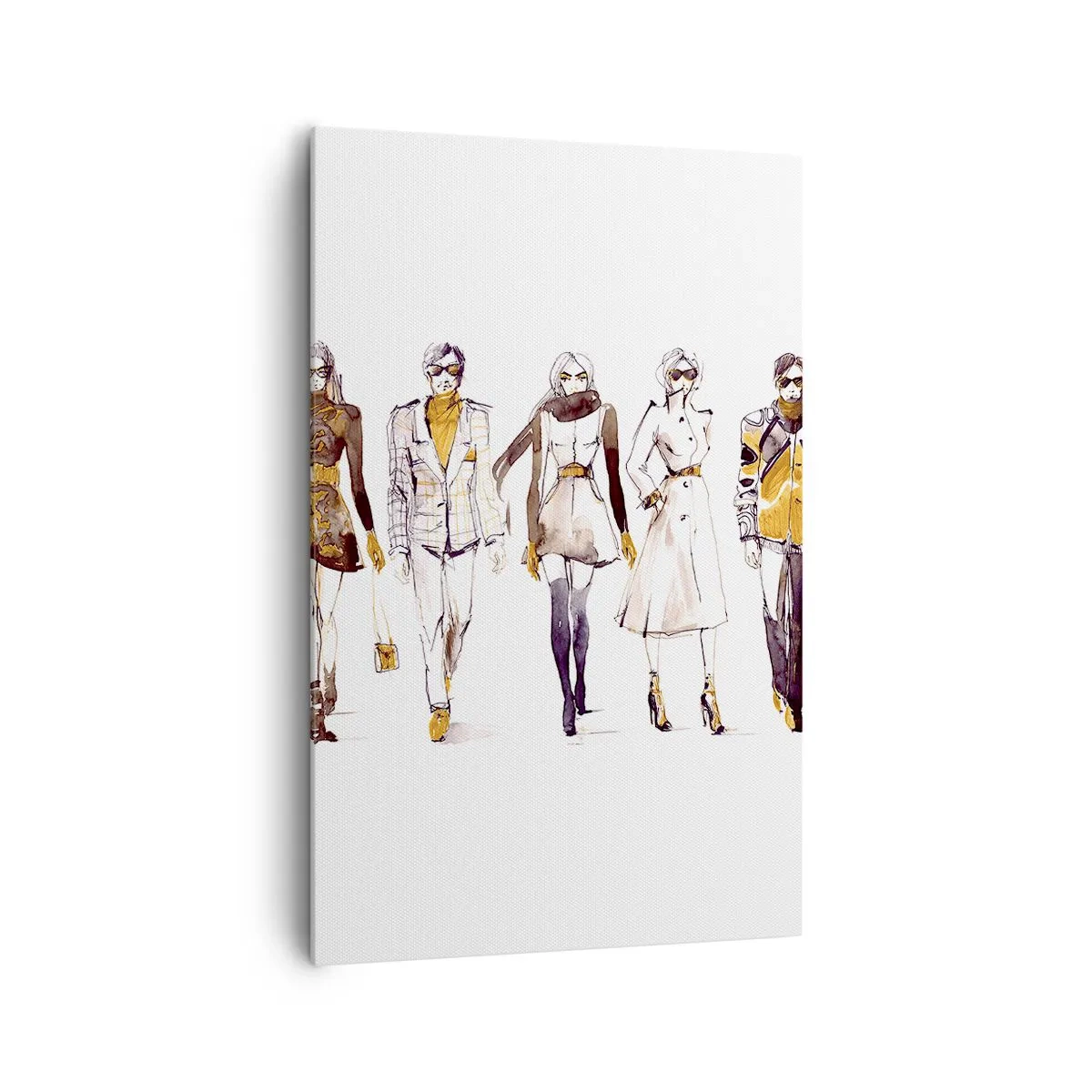 Quadro su tela - Stampe su Tela - Schizzo di un gruppo di persone in abiti alla moda - 80x120cm - Chic naturale, eleganza casual - Decorazione murale moderna per soggiorno e camera da letto ARTTOR