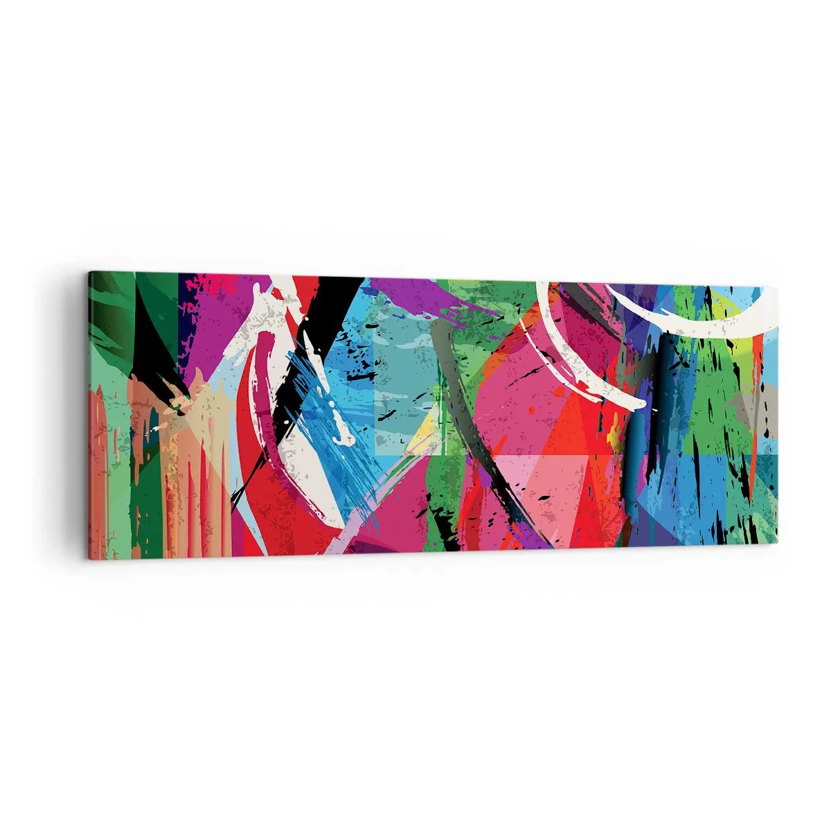 Quadro su tela - Stampe su Tela - Astrazione colorata con pennellate dinamiche - 140x50cm - Veloce, vivo e saltellante - Decorazione murale moderna per soggiorno e camera da letto ARTTOR