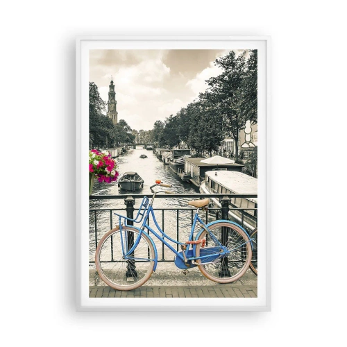 Poster in cornice bianca - I colori delle strade di Amsterdam - 70x100 cm