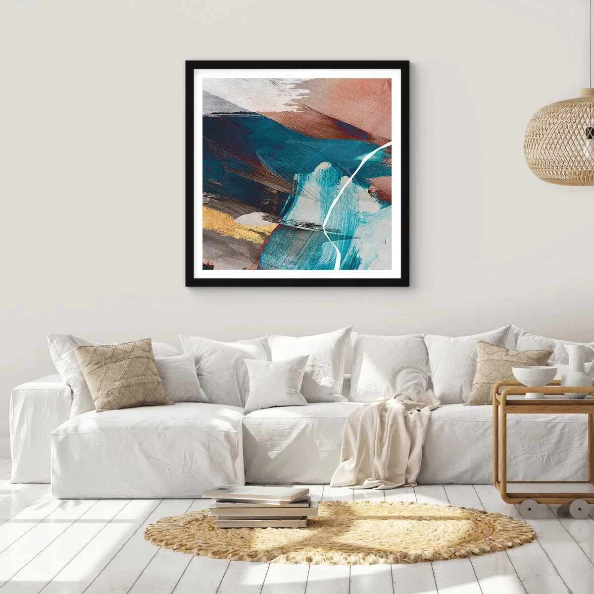 Poster in cornice nera - Con forza ed energia - 50x50 cm