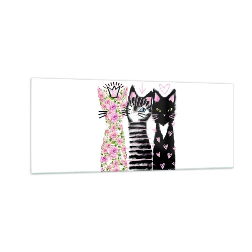 Quadro su vetro - C'erano una volta tre gattini - 100x40 cm