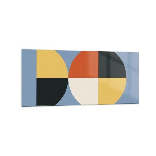 Quadro su vetro - Cerchi geometrici su sfondo blu - 120x50cm - Guarda e conta - Decorazione murale moderna per soggiorno e camera da letto ARTTOR