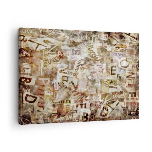 Quadro su tela - Stampe su Tela - Composizione astratta con lettere e frammenti di testo - 70x50cm - Unificando le chiacchiere - Decorazione murale moderna per soggiorno e camera da letto ARTTOR