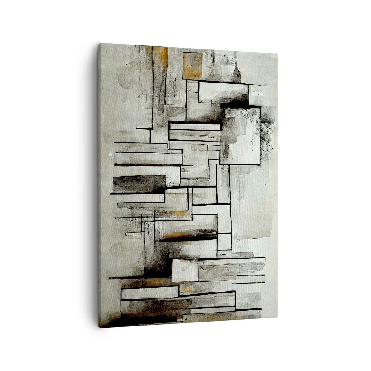 Quadro su tela - Stampe su Tela - Rettangoli astratti nelle tonalità del grigio e del nero - 50x70cm - La forza della semplicità - Decorazione murale moderna per soggiorno e camera da letto ARTTOR