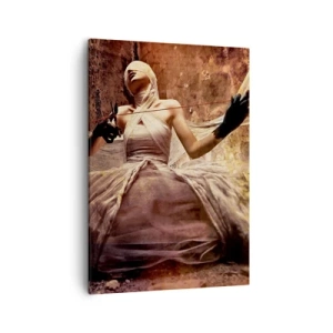 Quadro su tela - Stampe su Tela - Una donna in abito con il viso coperto e le forbici in mano - 50x70cm - La dea del destino - Decorazione murale moderna per soggiorno e camera da letto ARTTOR