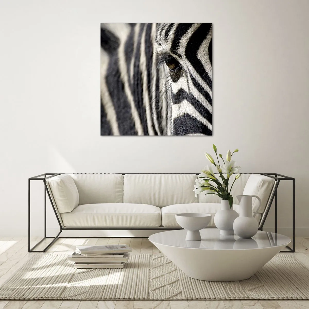 Quadro su vetro - Ritratto a strisce - 40x40 cm