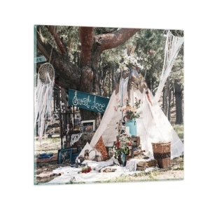 Quadro su vetro - Make love... - 40x40 cm