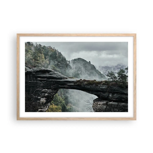 Poster in cornice rovere chiaro - Qui inizia l'avventura - 70x50 cm