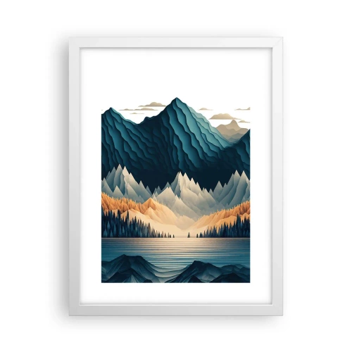 Poster in cornice bianca - Perfetto paesaggio montano - 30x40 cm