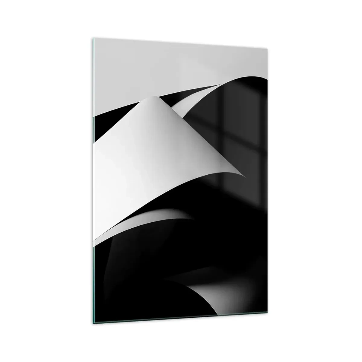 Quadro su vetro - Forme astratte in bianco e nero con contrasti sorprendenti - 70x100cm - Piani di luce dalle profondità dell'ombra - Decorazione murale moderna per soggiorno e camera da letto ARTTOR