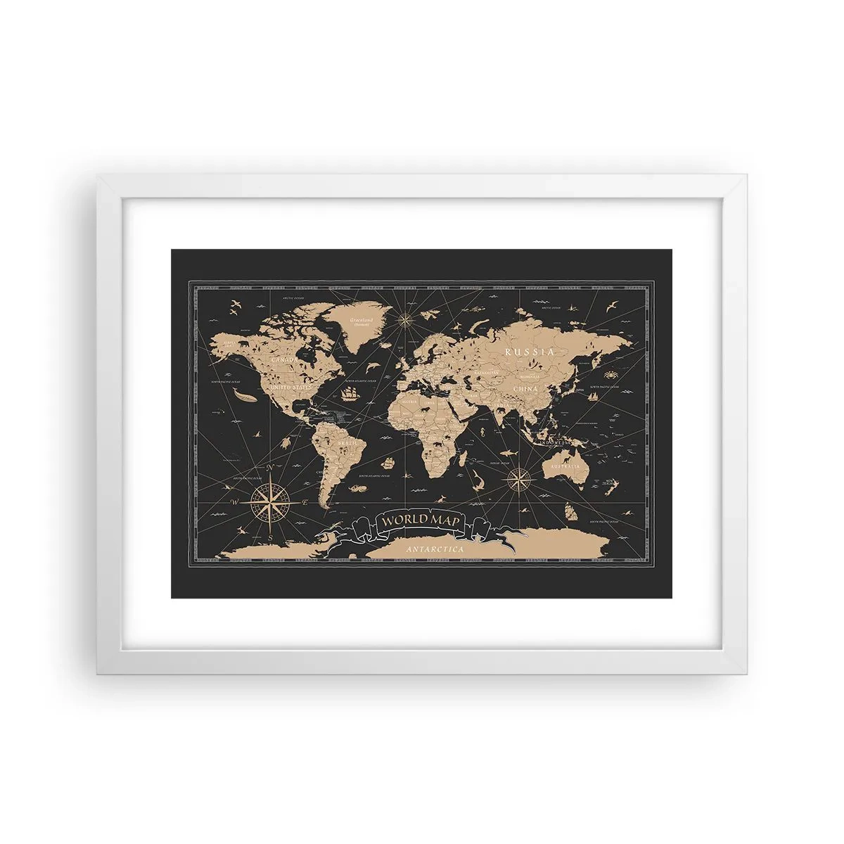 Poster in cornice bianca - I confini del mio mondo - 40x30 cm