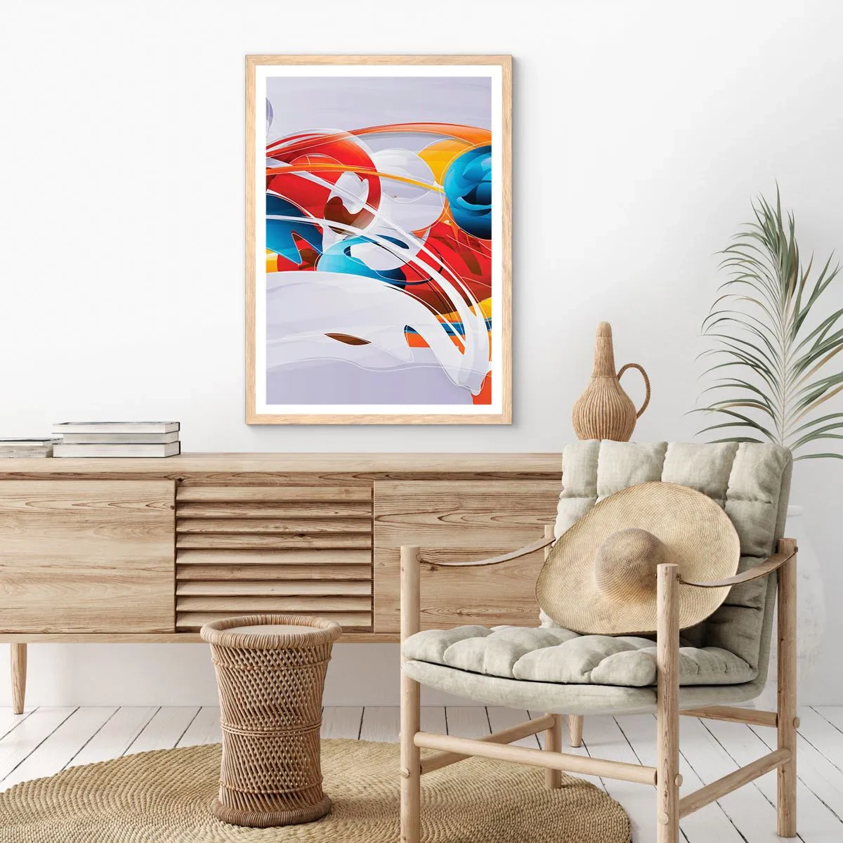 Poster in cornice rovere chiaro - La danza degli elementi - 50x70 cm