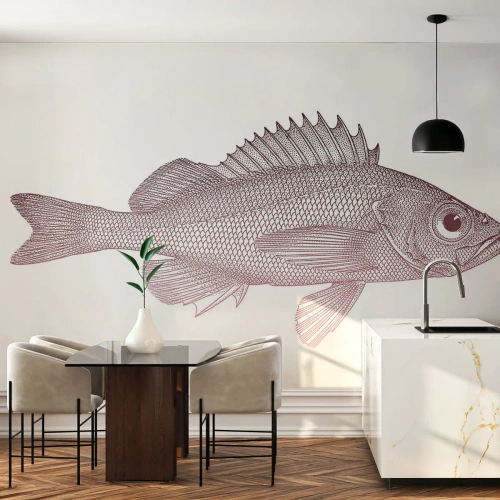 Fotomurale su misura Premium Sand - Il pesce dagli occhi enormi - Pescare, Sott'acqua, Minimalista