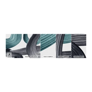 Campione di Fotomurale Adesivo Deluxe Sticker - Tracce smeraldo e nero - Colore, Spazzola, Minimalismo - 100x30 cm