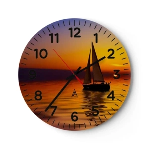 Orologio da parete - Orologio in Vetro - Che silenzio al tramonto... - 40x40 cm