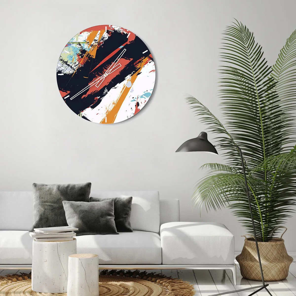 Orologio da parete - Orologio in Vetro - Composizione dinamica - 40x40 cm