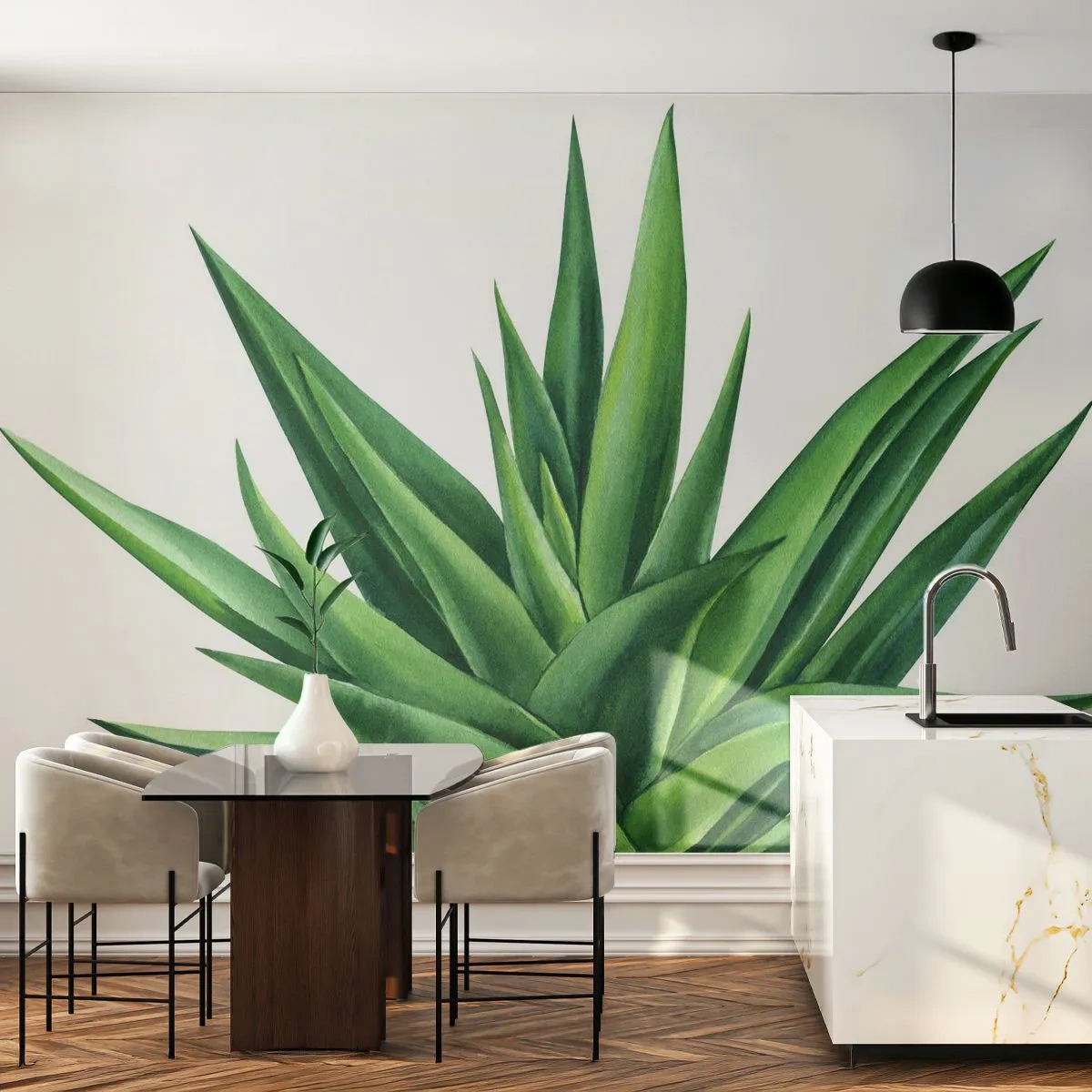 Fotomurali Premium Sand - Verde - forza - vita - Pianta, Aloe, Botanica - 400x280 cm