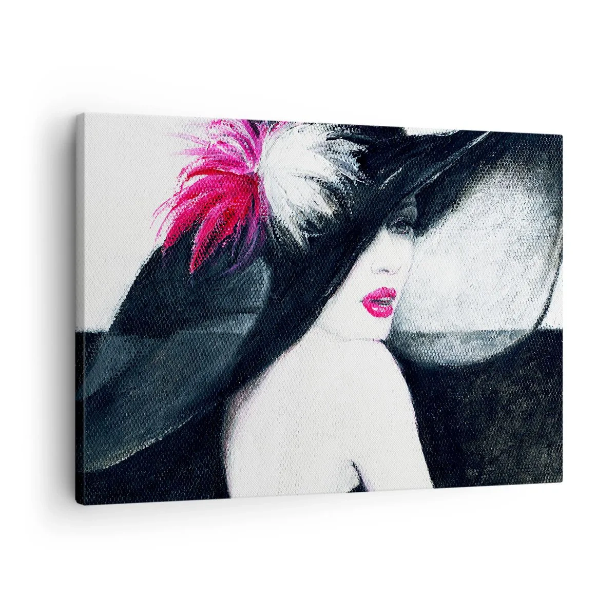 Quadro su tela - Stampe su Tela - Donna elegante con cappello piumato - 70x50cm - Sempre un mistero - Decorazione murale moderna per soggiorno e camera da letto ARTTOR