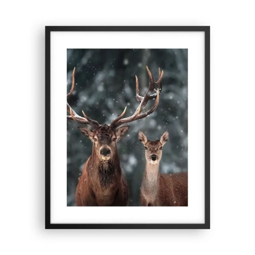 Poster in cornice nera - Il re della foresta con la consorte - 40x50 cm