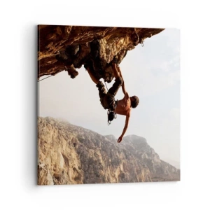 Quadro su tela - Stampe su Tela - Il mondo ristretto in una mano sul bordo del masso - 70x70 cm