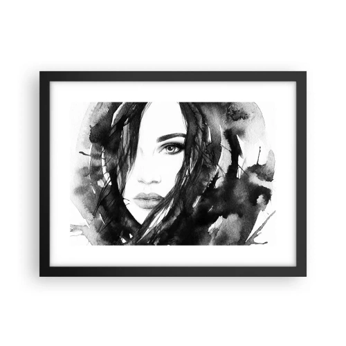 Poster in cornice nera - Ritratto di donna in bianco e nero - 40x30 cm
