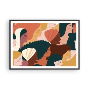 Poster in cornice nera - Profili colorati di donne in vari stili - 100x70cm - Solo femminilità - Decorazione murale moderna per soggiorno e camera da letto ARTTOR