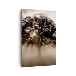 Quadro su tela - Stampe su Tela - Raggi di sole che brillano attraverso un albero solitario - 80x120cm - L'albero delle sole buone notizie - Decorazione murale moderna per soggiorno e camera da letto ARTTOR
