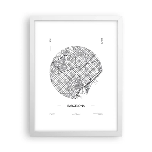 Poster in cornice bianca - Anatomia di Barcellona - 30x40 cm