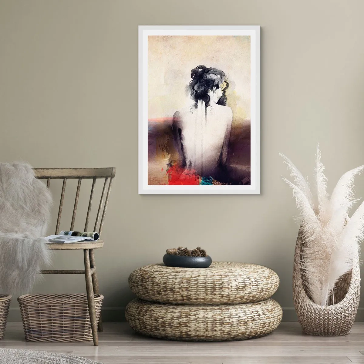 Poster in cornice bianca - Linee miti, forme ovali - 50x70 cm