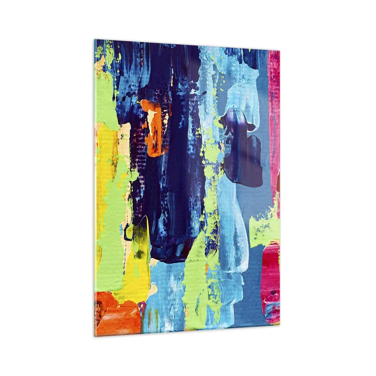 Quadro su vetro - Un'illustrazione di un dipinto astratto dai colori intensi - 50x70cm - La vita è bella! - Decorazione murale moderna per soggiorno e camera da letto ARTTOR