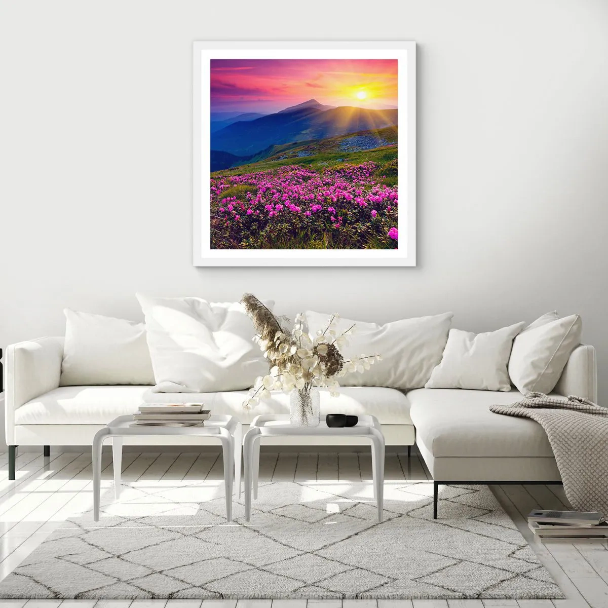 Poster in cornice bianca - Odore di mugo e profumo di erbe - 40x40 cm