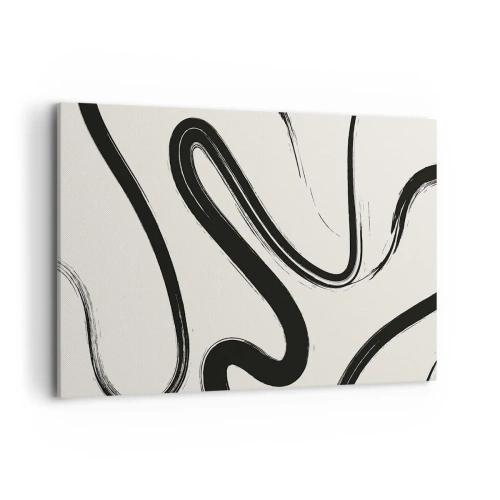 Quadro su tela - Stampe su Tela - Linee curve in bianco e nero su uno sfondo chiaro - 120x80cm - Capriccio bianco e nero - Decorazione murale moderna per soggiorno e camera da letto ARTTOR