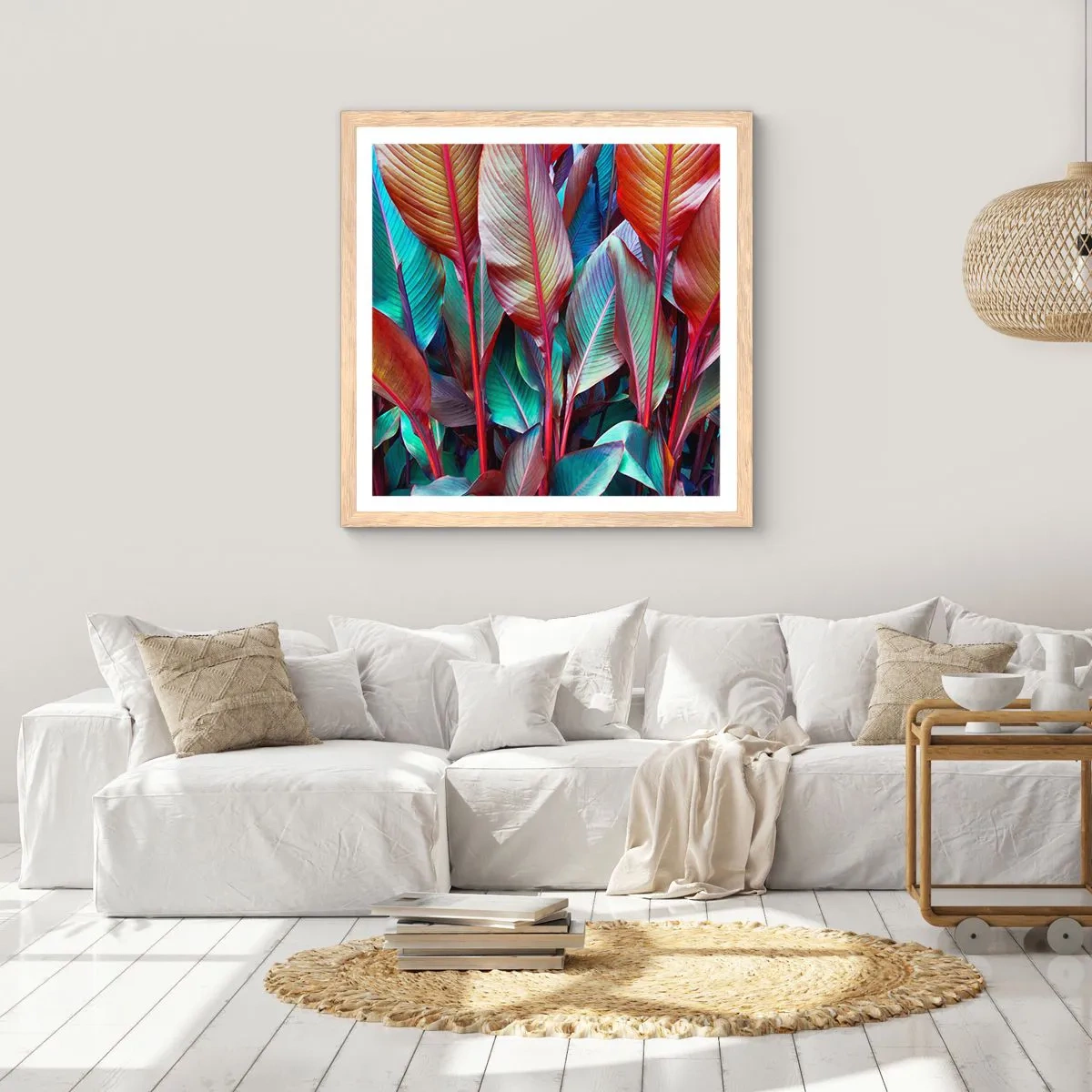 Poster in cornice rovere chiaro - Selva colorata - 40x40 cm