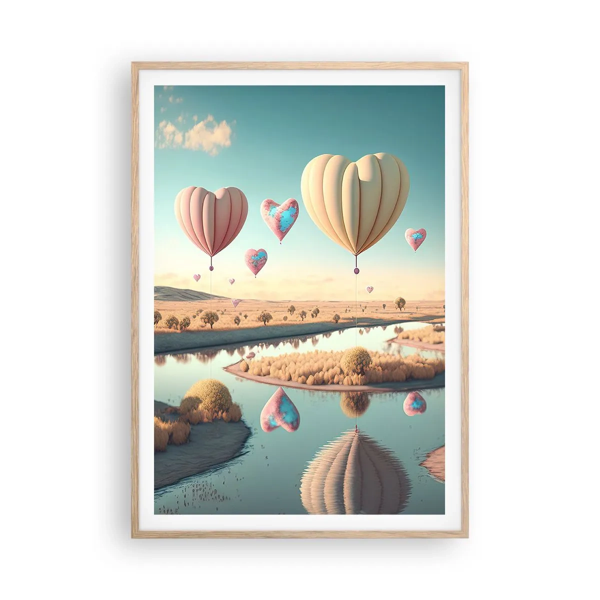 Poster in cornice rovere chiaro - L'amore permette di volare - 70x100 cm