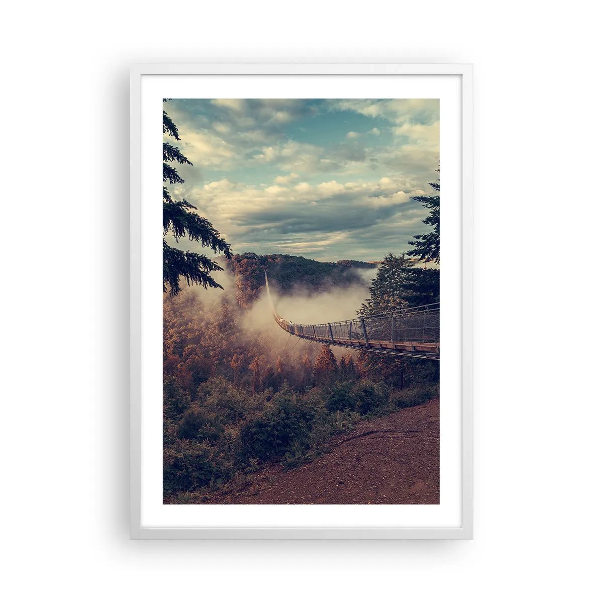 Poster in cornice bianca - Sopra il bosco autunnale - 50x70 cm