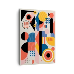 Quadro su tela - Stampe su Tela - Forme geometriche colorate in stile retrò - 50x70cm - Composizione: divertiti - Decorazione murale moderna per soggiorno e camera da letto ARTTOR