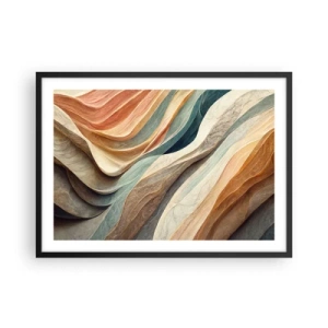 Poster in cornice nera - Onde astratte in tonalità pastello - 70x50cm - L'attimo prima del cambiamento - Decorazione murale moderna per soggiorno e camera da letto ARTTOR