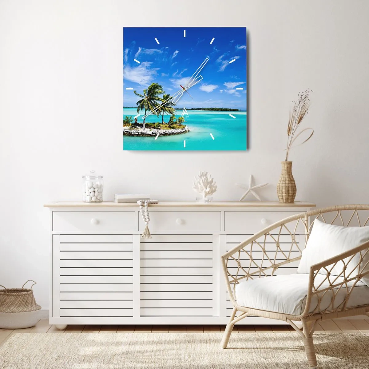 Orologio da parete - Orologio in Vetro - Paradiso in terra - 30x30 cm