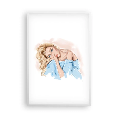 Poster in cornice bianca - Sognante nel blu - 61x91 cm