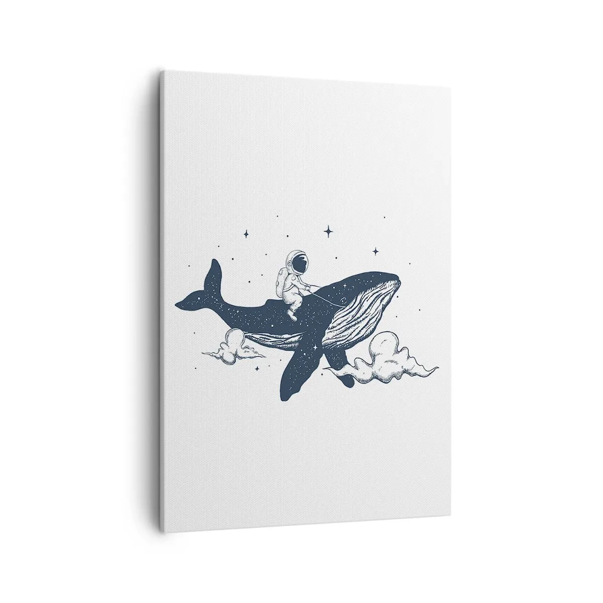 Quadro su tela - Stampe su Tela - Astronauta su una balena che galleggia nello spazio - 50x70cm - Avventura nello spazio - Decorazione murale moderna per soggiorno e camera da letto ARTTOR