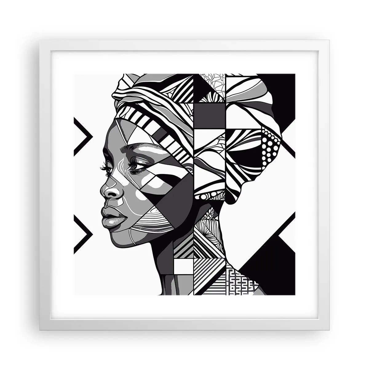 Poster in cornice bianca - Ritratto etnico - 40x40 cm