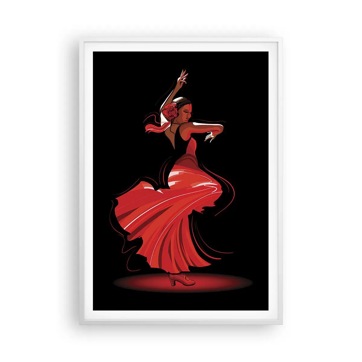 Poster in cornice bianca - Lo spirito focoso del flamenco - 70x100 cm