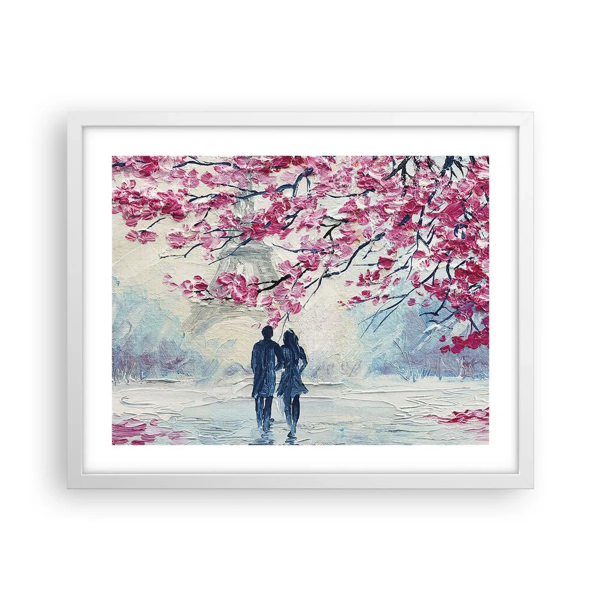 Poster in cornice bianca - Passeggiata romantica - 50x40 cm