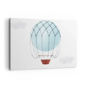 Quadro su tela - Stampe su Tela - Un palloncino dipinto a mano su uno sfondo di nuvole delicate. - 100x70cm - In mezzo alle nuvole - Decorazione murale moderna per soggiorno e camera da letto ARTTOR