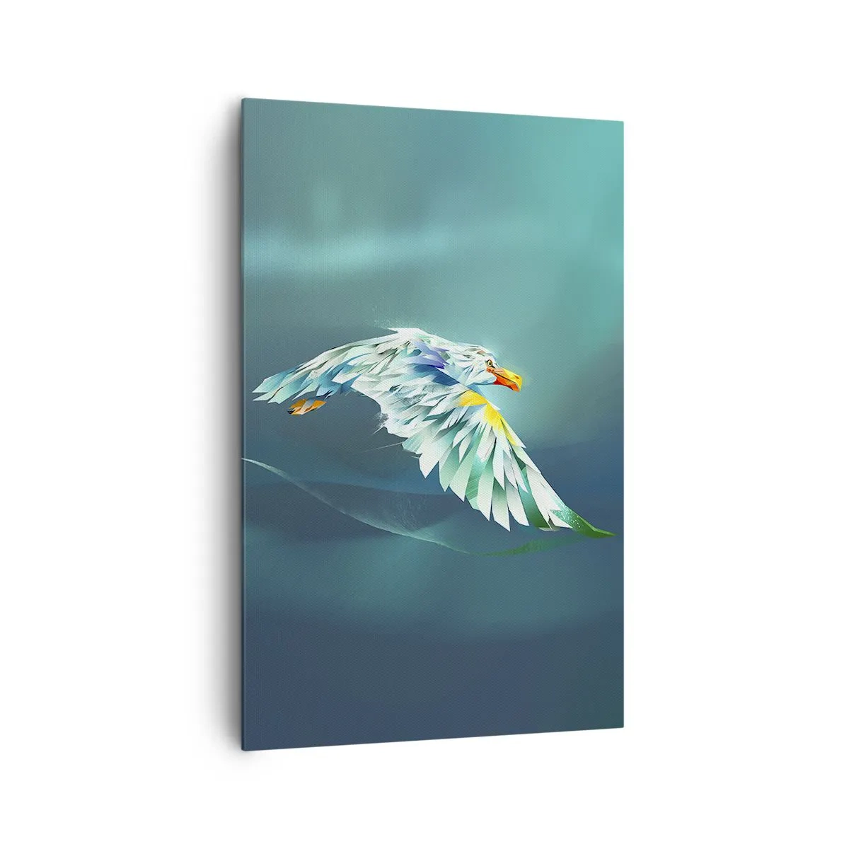 Quadro su tela - Stampe su Tela - Aquila astratta in volo contro un cielo turchese - 80x120cm - Potenza del volo dell'aquila - Decorazione murale moderna per soggiorno e camera da letto ARTTOR